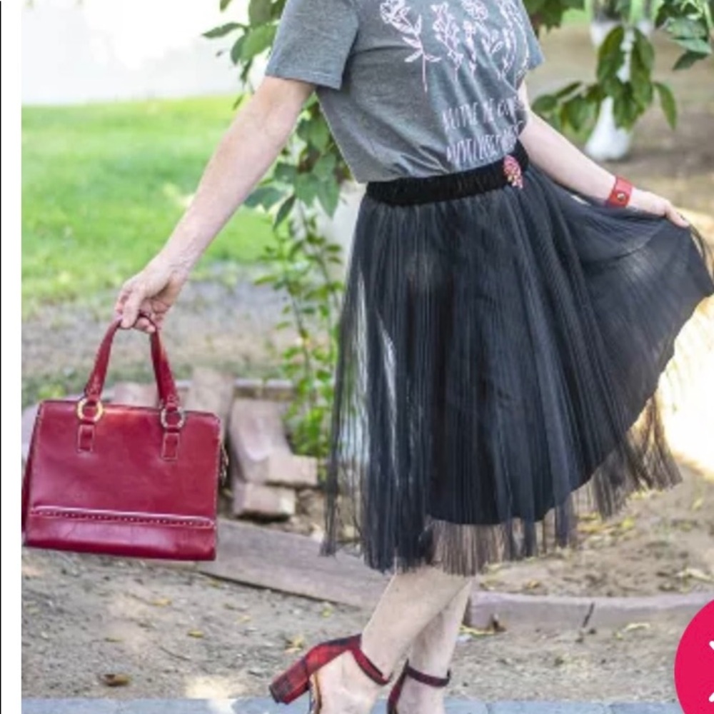 Black lace overlay A line skirt with side zipper from Nine & Co. Size 12/14